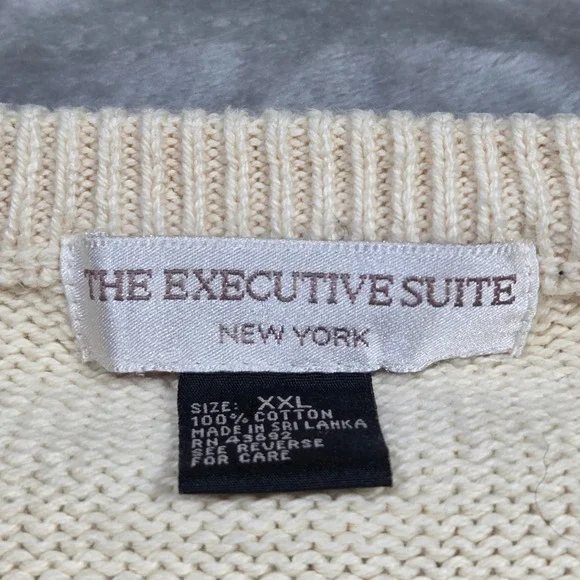 Vtg The Executive Suite New York Mens American Flag‎ Knit Sweater XXL Preppy Y2k